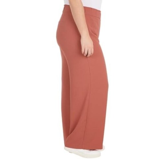 Womens Wide-Leg Elastic Waist Pants CORAL Color Comfortable Fit SMALL - Picture 5 of 12